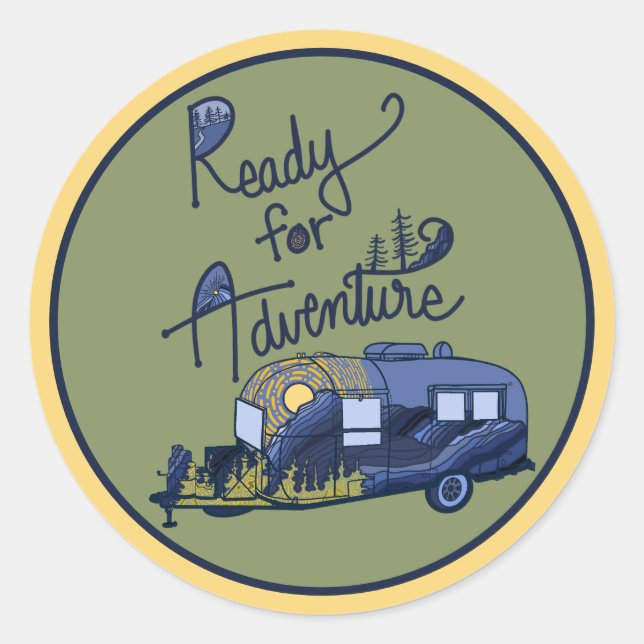 Rond Sticker prêt pour l'aventure (Devant)