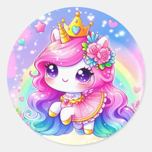 Rond Sticker Princess Unicorn (Devant)