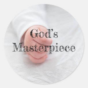 Rond Sticker Pro-Life "Le chef-d'oeuvre de Dieu"