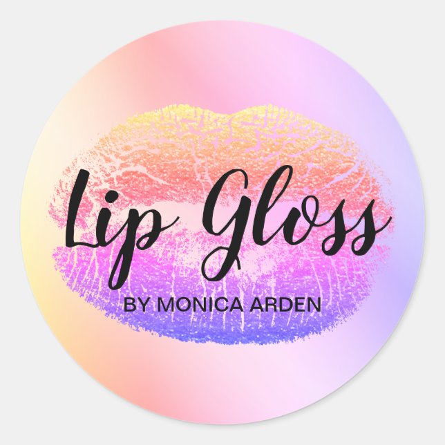 Rond Sticker professionnel branché Rainbow Lip Gloss (Devant)