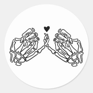 Rond Sticker Promesse Pinky Mains Skeleton