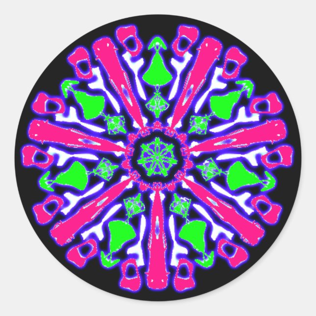 Rond Sticker psychédélique coloré n°4 (Devant)