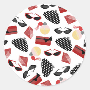 Rond Sticker Purfume & Lunettes de soleil Rouge & Noir