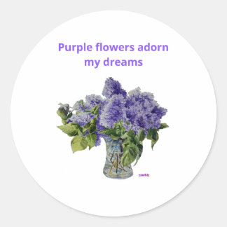 Rond Sticker Purple Fleurs lilas