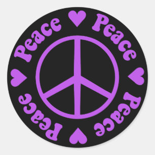Rond Sticker Purple Peace & Love
