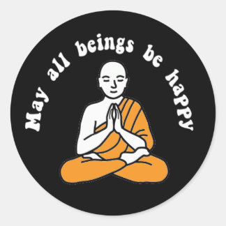 Rond Sticker "Que tous les êtres soient heureux"