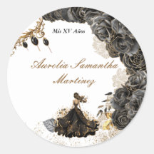 Sticker Quinceañera noir et or