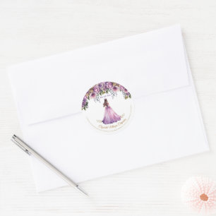 Rond Sticker Quinceañera Purple Lilac
