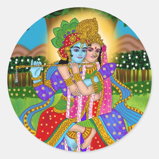 Rond Sticker Radha Krishna (Devant)