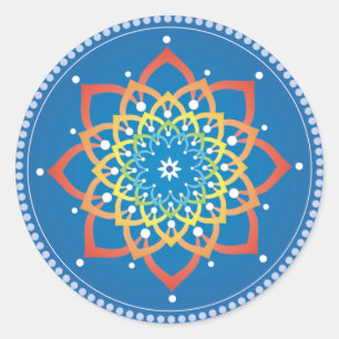 Rond Sticker Rainbow Lotus Mandala