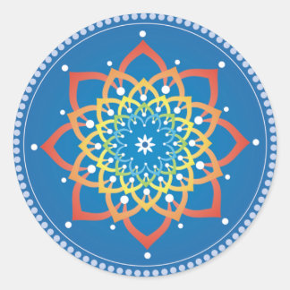 Rond Sticker Rainbow Lotus Mandala