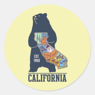 Rond  Sticker rectangulaire Californie Bear Golden Stat