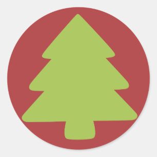 Rond Sticker Red and Green Holiday Tree