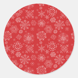 Rond Sticker Red Snowflake