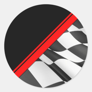 Rond Sticker Red Stripe À damiers Flag Racing