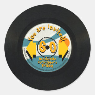 Rond Sticker Retro Vinyl 60th Birthday Party R
