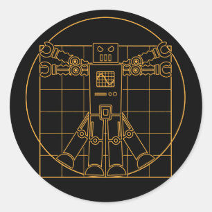 Rond Sticker Robot Da Vinci Vitruvian