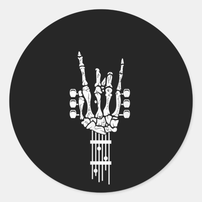 Rond Sticker rock & Roll Skeleton Guitare Music Lover (Devant)