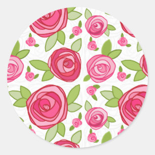 Rond Sticker Rose Enveloppe Hot Rose