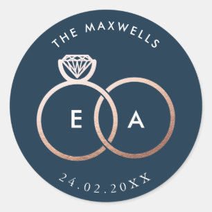 Rond Sticker Rose  or Cercles Marine Blue Mariage