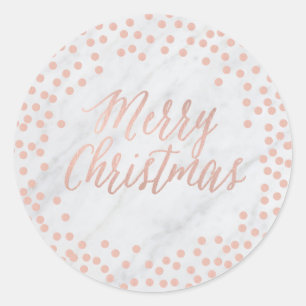 Rond sticker rose or et marbre "Joyeux Noël"
