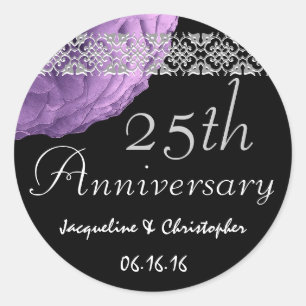 Rond Sticker Rose PURPLE SILVER 25e Anniversaire