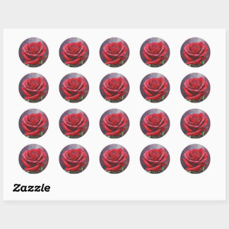Rond Sticker ROSE ROSE ROUGE LE PLUS BEAU
