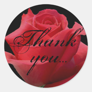 Rond Sticker Rose rouge...Merci