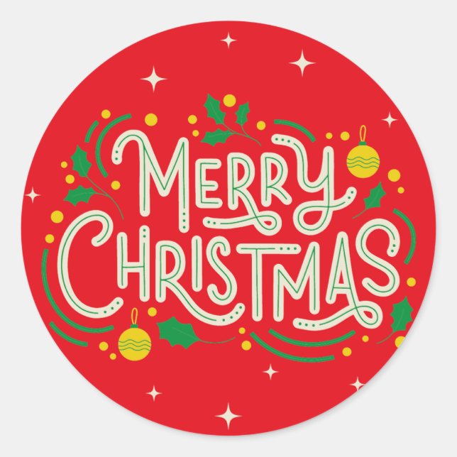 ROND STICKER ROUGE MERRY CHRISTMAS (Devant)