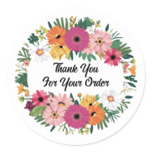 sticker round merci pour votre commande