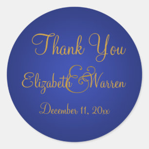 Rond Sticker Royal Blue et Gold Merci