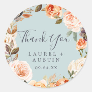 Rond Sticker Rustic Earth Mint Merci de mariage Favor