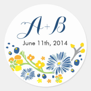 Rond Sticker Rustic Floral Mariage
