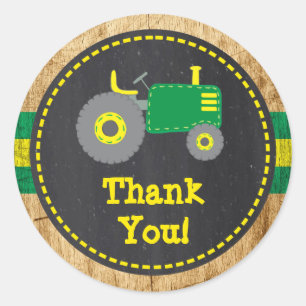 Rond Sticker Rustic Green Tractor Merci Favoriser