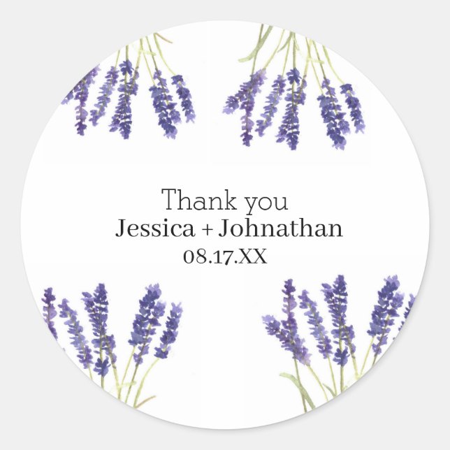 Rond Sticker Rustic Lavender Merci Favoriser (Devant)