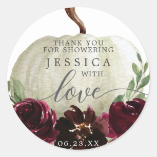 Rond Sticker Rustique Bourgogne Citrouille Douche Favor