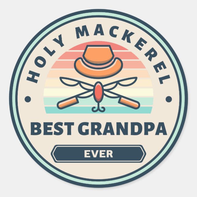 Rond Sticker - Saint-Maquereau ! Meilleur Grand-Père (Devant)