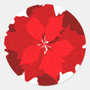 Rond sticker saisonnier graphique poinsettia Noël