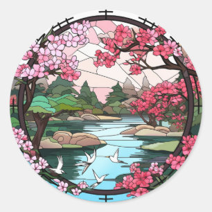Rond Sticker Sakura en floraison