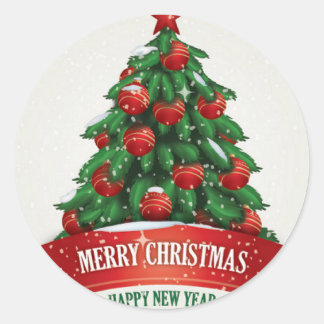 Rond Sticker sapin de Noël