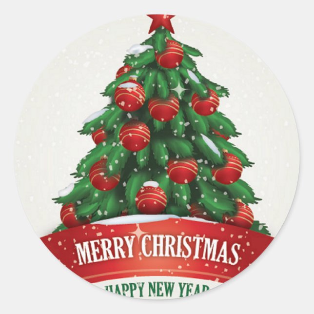 Rond Sticker sapin de Noël (Devant)