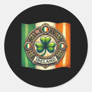 Rond Sticker Shamrock Lucky Drapeau Irlande