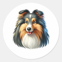 Rond Sticker Shetland Sheepdog