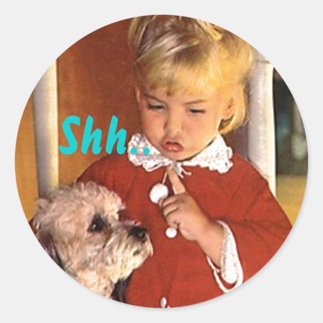 Rond Sticker Shh... Sceau de parti de surprise secret r (Devant)