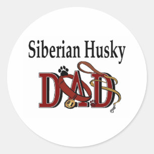 Rond Sticker Sibérien Husky Papa