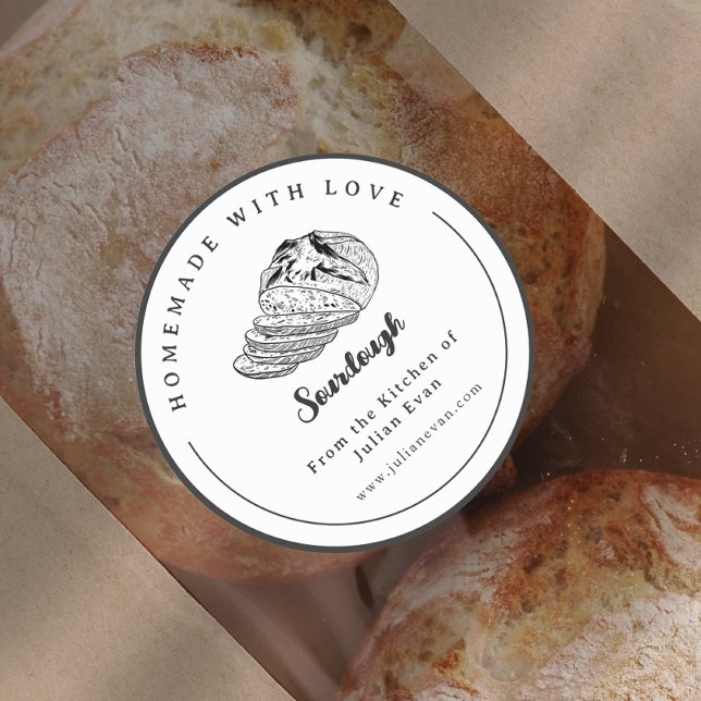 Rond Sticker simple de pâte à aubes fait maison en noir (Simple Black and White Homemade Sourdough Sticker)