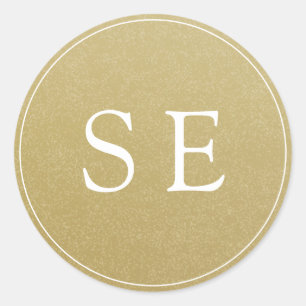 Rond Sticker simple Monogram Gold Faire-part de mariage