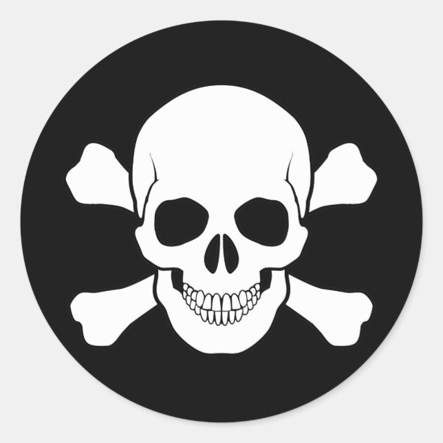 ROND STICKER SKULL ET CROSSBONES (Devant)