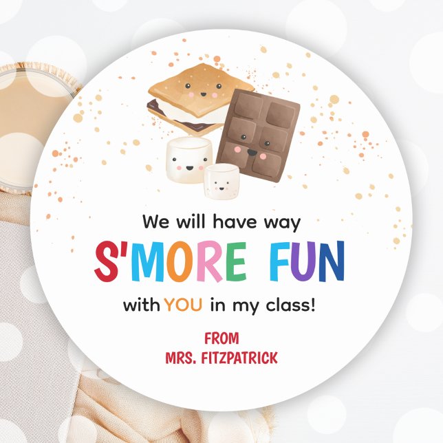 Rond Sticker Smores Premier Jour De L'École (Teachers First Day Of School Smores Sticker)