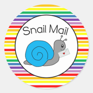Rond Sticker Snail Mail - bande arc-en-ciel! !